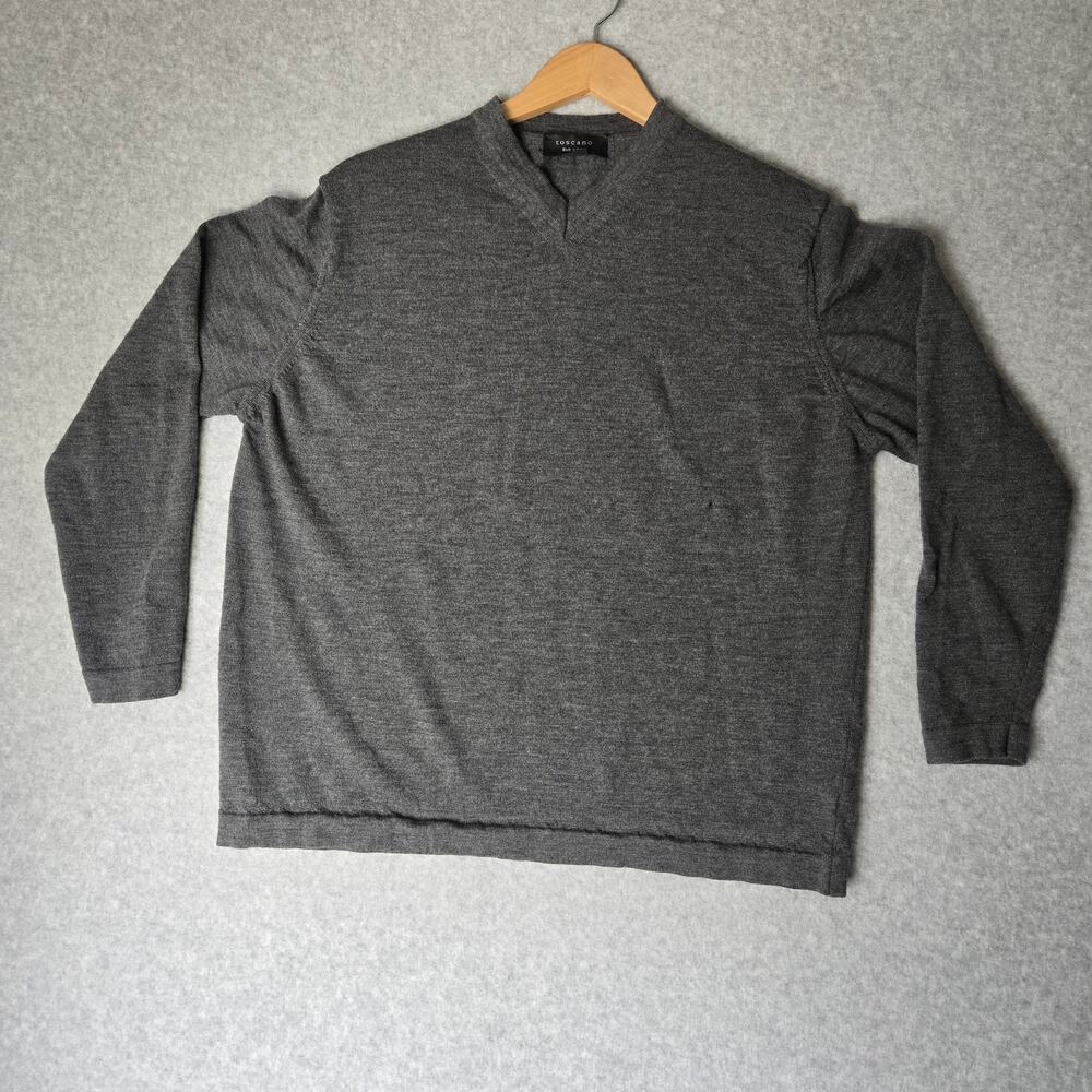 Toscano 100% Merino Wool Men's Mockneck Pullover Charcoal Gray - Size L
